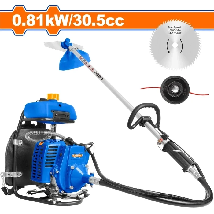 Wadfow 30.5cc 0.81kW Professional Gasoline Grass Trimmer and Bush Cutter | 9500rpm High-Speed 2-Stroke Petrol Weed Eater with 1E36FB Mating Engine & 0.8L Fuel Tank | WGM2A30