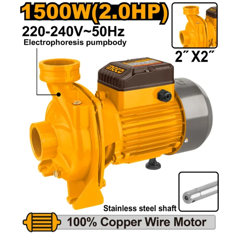 INGCO 2.0HP Heavy-Duty High-Flow Centrifugal Pump | MHF15008