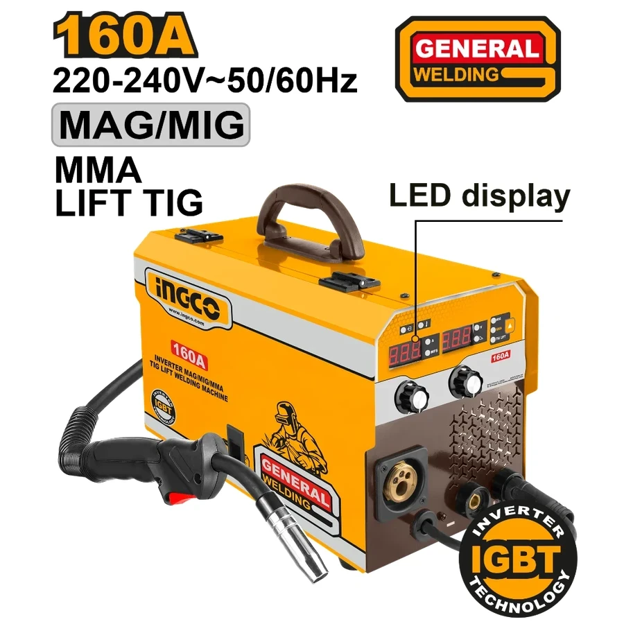 Inverter Multi-Process Welder | ING-MGT1601 | 160A MAG/MIG/MMA/TIG Lift