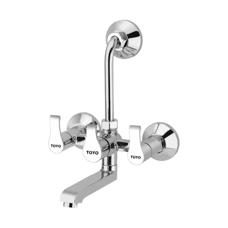 TOYO AL-51510 2-in-1 Wall Mixer - L-Bend for Overhead Shower, Dual Control, CP Chrome Finish