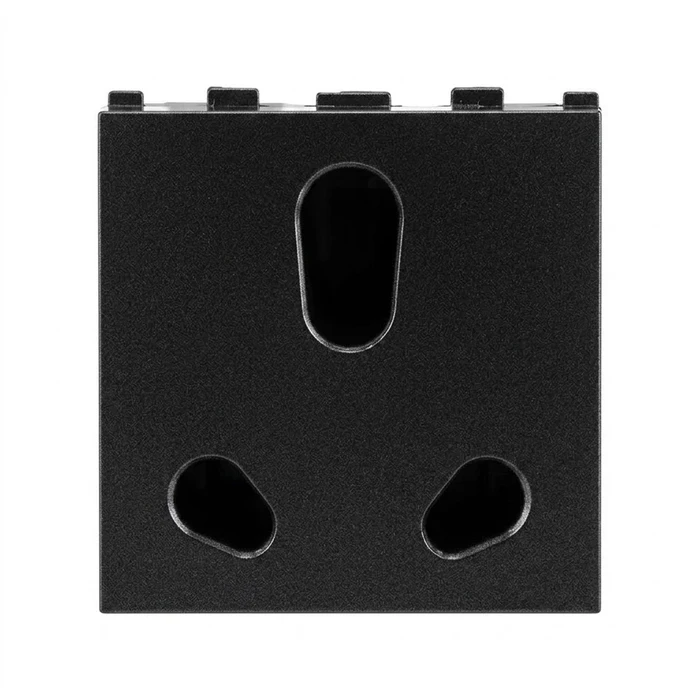 Panasonic Europa 20A/10A Twin Modular Power Socket (ISI Marked) | 2-Module Dual Rating Heavy-Duty Wall Outlet in Designer Graphite Black | WIPM125214GB