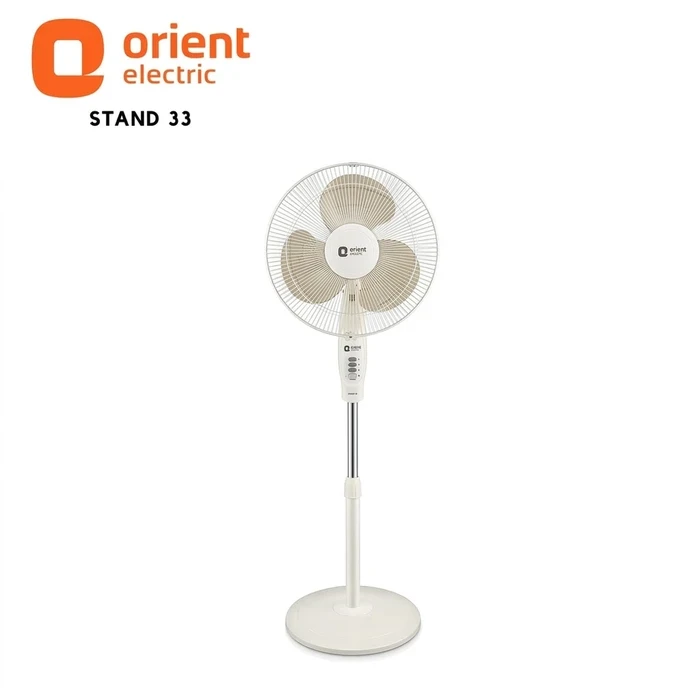 Orient 16-Inch Professional Domestic Stand Fan | Energy-Efficient 53W High-Speed 1330 RPM Pedestal Air Circulator | Stand 33