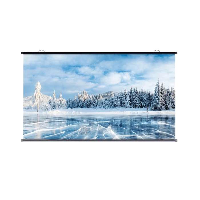 Deli 100" 4:3 HD Motorized Electric Projection Screen | Matte White Fabric with Remote Control Quiet Operation & Wall/Ceiling Mountable Design | E50440-EU