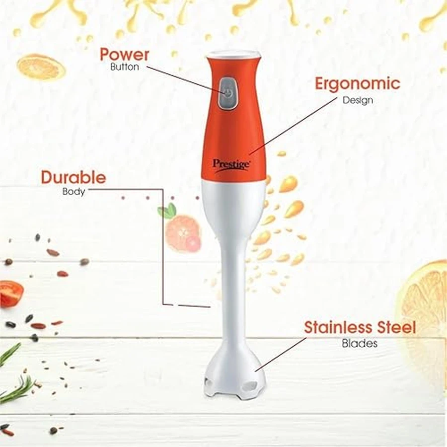 Prestige 41033 PHB 11.0 Hand Blender 250 Watts | Stainless Steel Body | Super Sharp SS Blades | Ergonomic Design | Silver