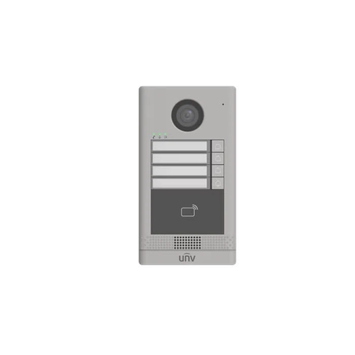 UNV 4-Call Button Villa Door Station with DWDR Camera, 10,000 IC Card Reader, Standard PoE, Dual Lock Relays & IP65/IK08 Rating | Model No. OEU-202S-HMK4