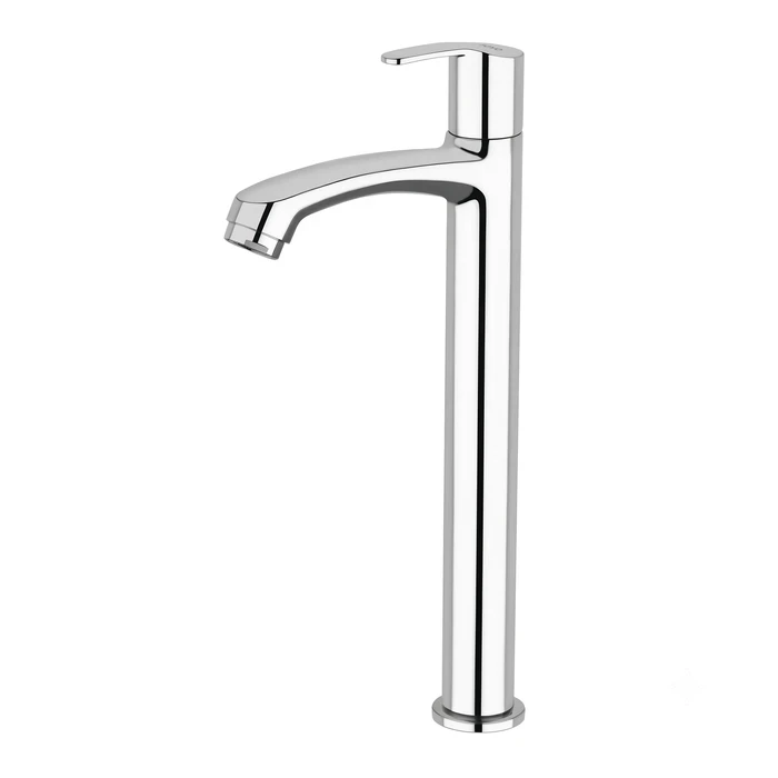 TOYO Tall Pillar Cock | Premium Chrome Solid Brass High-Rise Vessel Sink Tap with Extended Spout, Inbuilt Flange & Operating Handle | TOYO-SA-52207