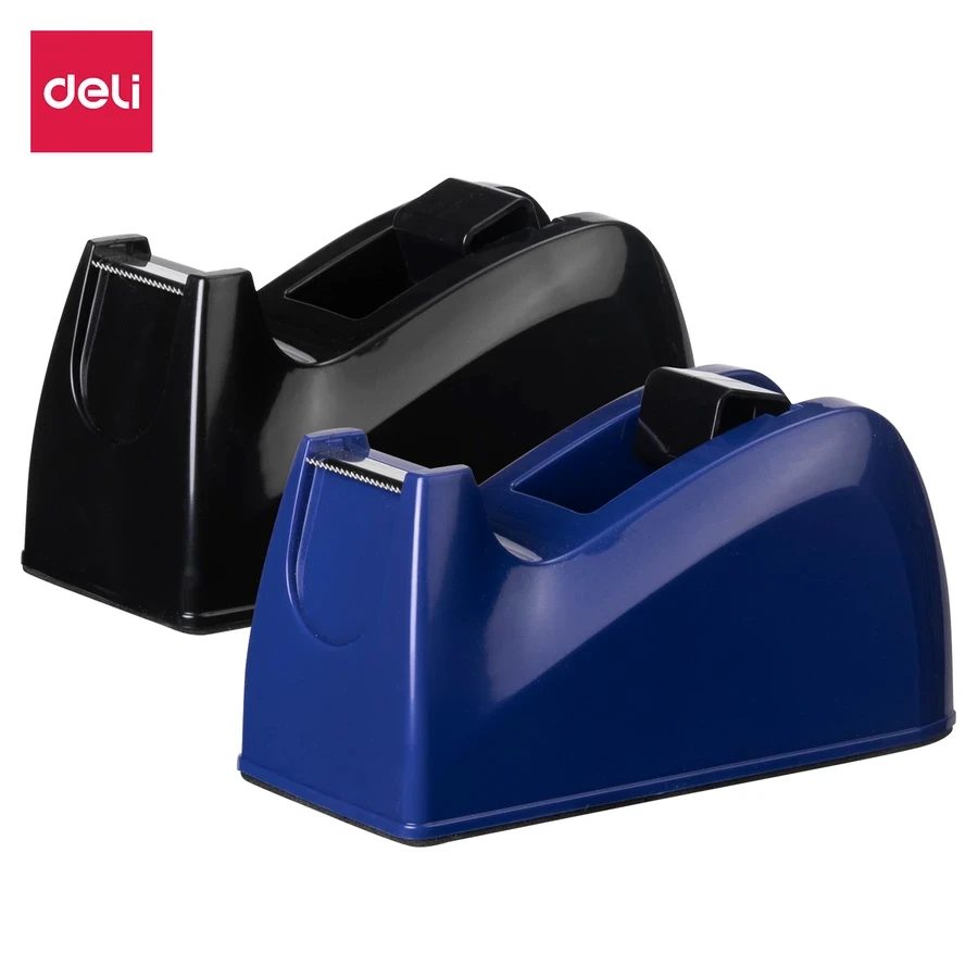 Deli Desktop Tape Dispenser | Weighted Non-Slip Base  E814 Blue & Black