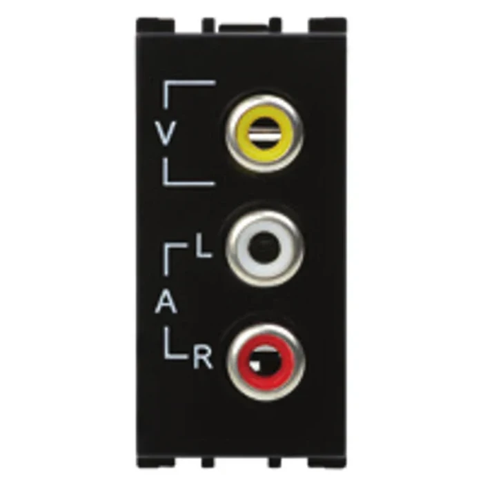 Panasonic Vision / Europa 1-Module RCA Audio Video (AV) Socket | High-Fidelity Multimedia Wall Port in Designer Black | WIPM4822GB