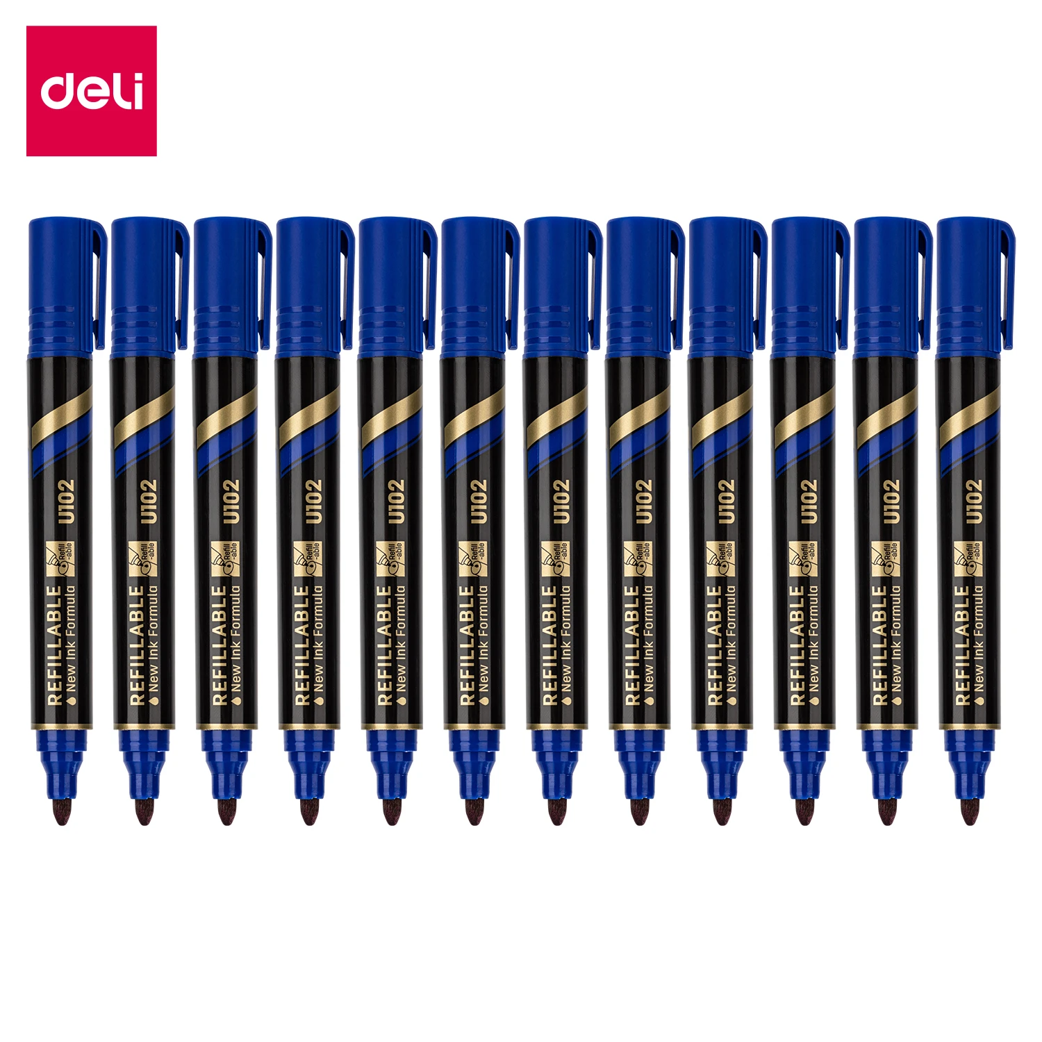 Deli Refillable Bullet-Tip Permanent Marker | 160M Marking Distance | 1.5mm Acrylic Tip | EU10220 / EU10230
