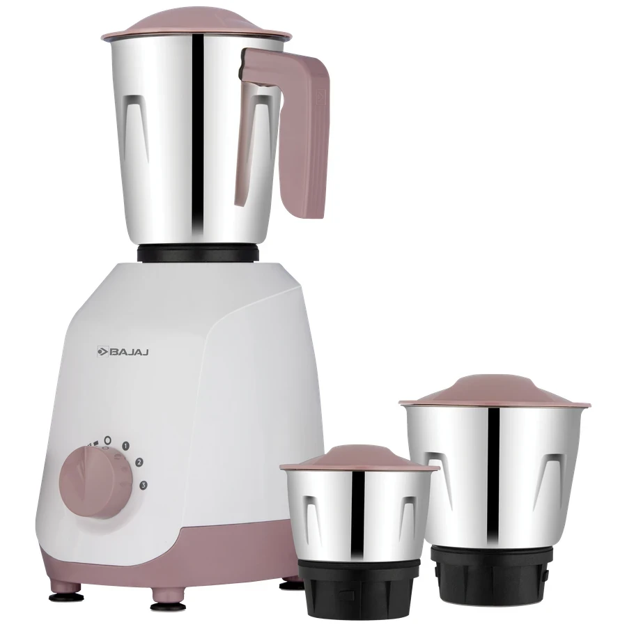 Bajaj Military Series Duetto (410582) 3 Jar Mixer Grinder | 500W Hybrid Motor | 20000 RPM | White & Lilac | Pulse Mode