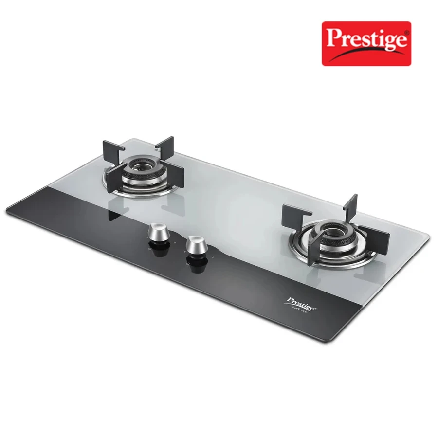 Prestige 40576 Desire Hobtop Gas Stove PHTD 02 AI-2B | 2 Burner | Automatic Ignition | Toughened Glass | Dual Purpose | Black