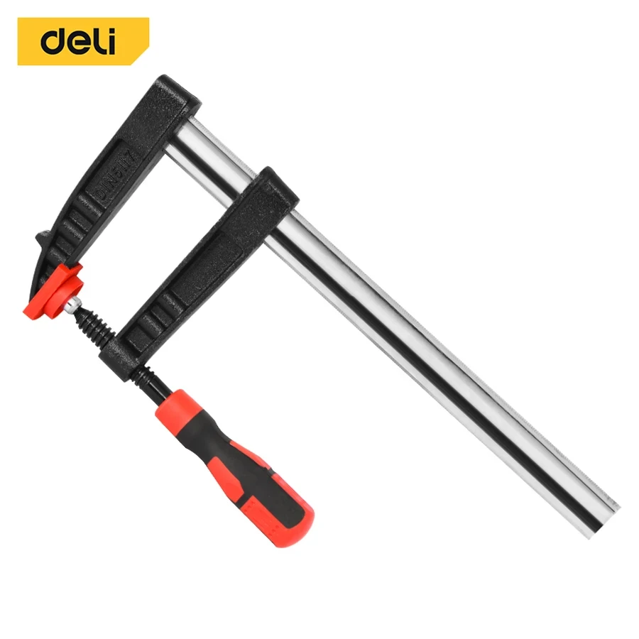 EDL111230Z Heavy Duty F Clamp 120mm Throat x 300mm Opening - 3500N Force, 8mm Steel Bar, Malleable Steel Jaws for Professional Woodworking and Metalworking (Yellow/Black)