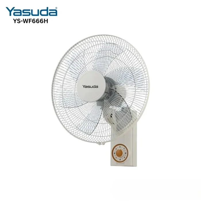Yasuda 16" High Speed Wall Fan with 100% Copper Motor | 1400 RPM Powerful Air Delivery | 400mm Sweep 4 Metal Blades Wide Angle Oscillation Low 60W Consumption | YS-WF666H White