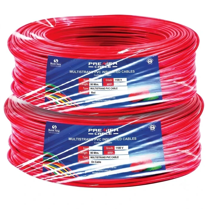 Premier Wires 1100V Professional Multi Strand Flexible Copper Cable | 0.50 SQ. MM. Single Core Wire for Control Panels & Light Wiring | Red & Black