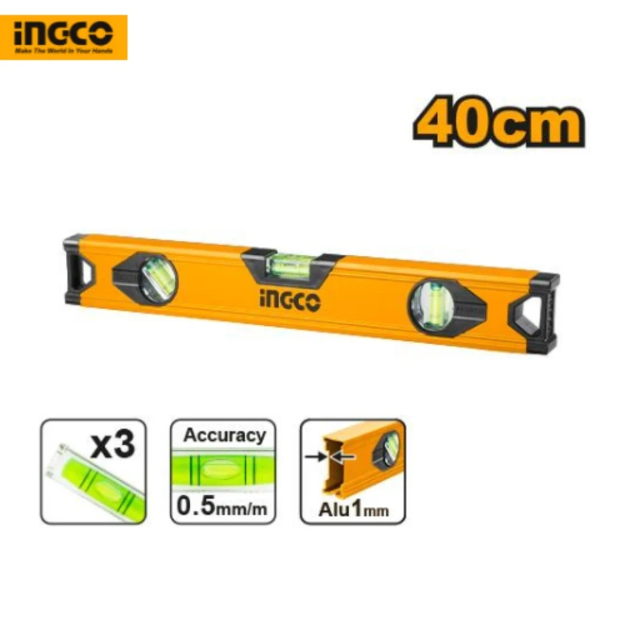 Professional Aluminum Spirit Level | HSL18040 | 40cm Precision Series