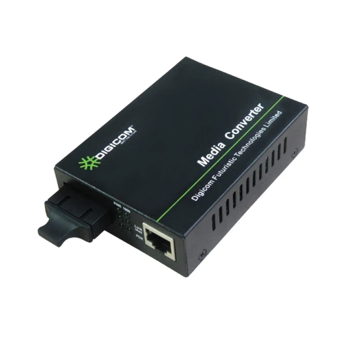 Digicom DG-8110GSB Gigabit Media Converter | 20 KM Long Range Logic | Single Mode Single Fiber | 10/100/1000 Base-T