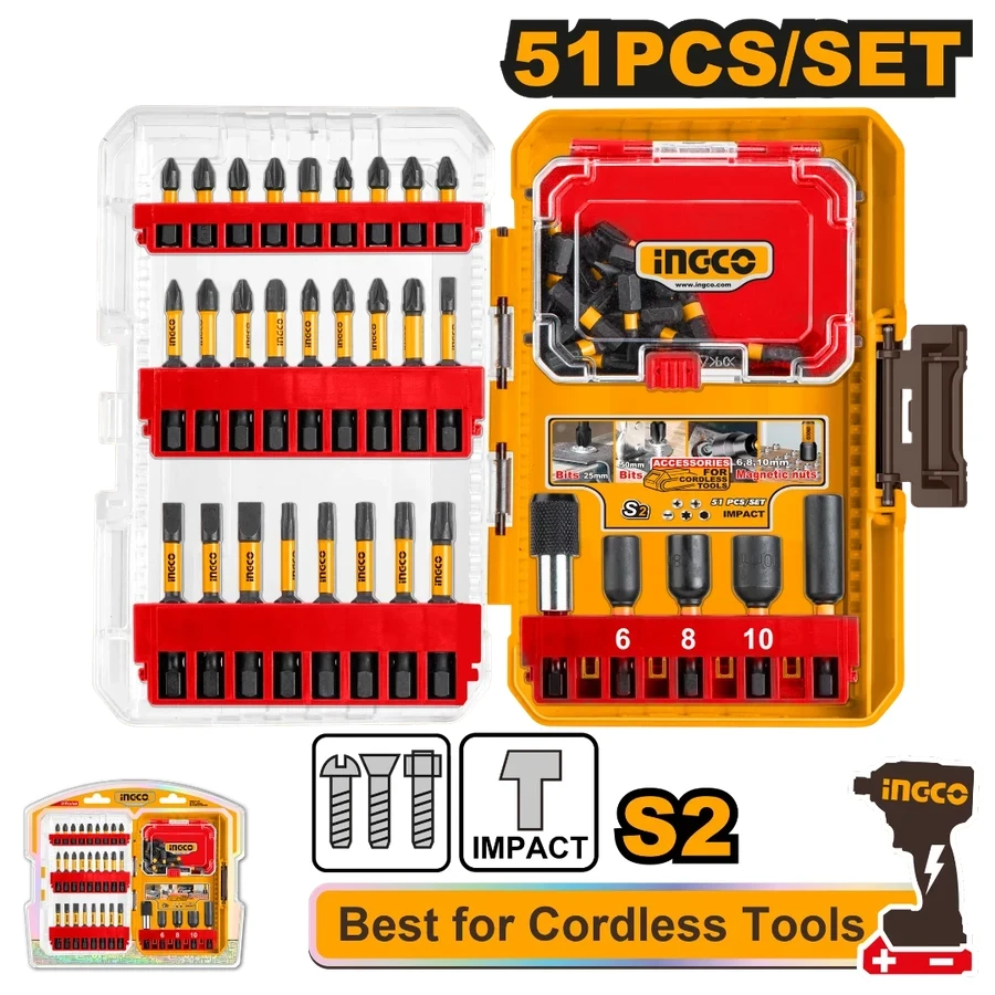 INGCO 51-Piece Impact Screwdriver Bits Set | Industrial Grade | AKDL25106