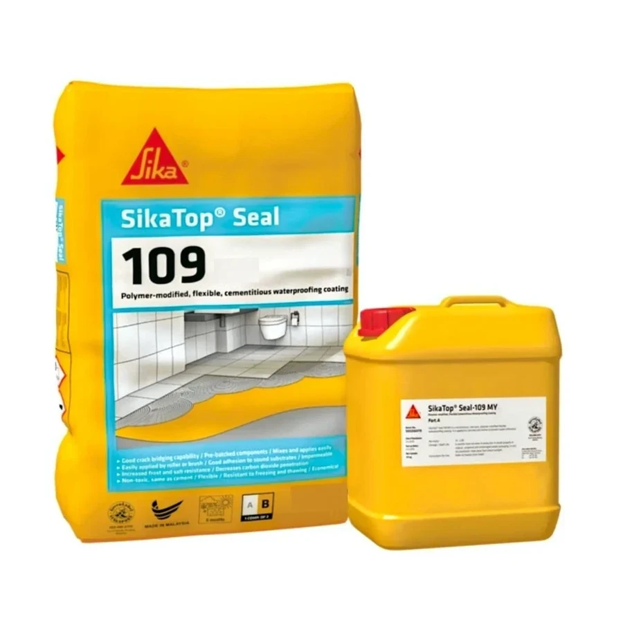 Sika SikaTop Seal-109 Hi IN 50kg Two-Part Flexible Cementitious Waterproofing Coating | High Crack Bridging | Dark Grey | Polymer Modified