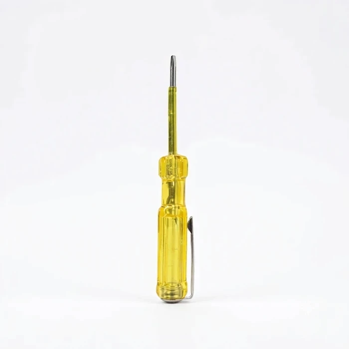 BAUM 200mm Heavy-Duty Long-Shaft Electrical Tester Pen 100V-500V | Premium Chrome Vanadium Steel Blade & Neon Glow Indicator | Model ART 318 Y (Translucent Yellow)