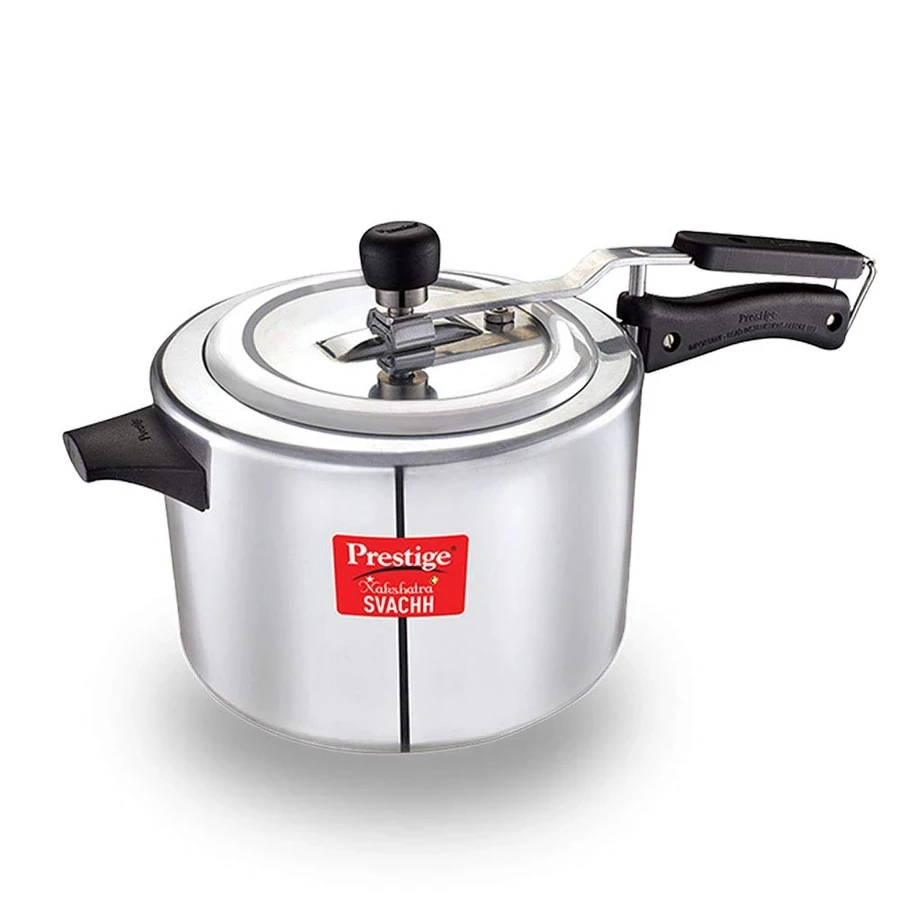 Prestige Nakshatra Svachh Straight Wall 10731 | 5 LTRS | Stainless Steel Pressure Cooker | Deep Lid Spillage Control Alpha Induction Base