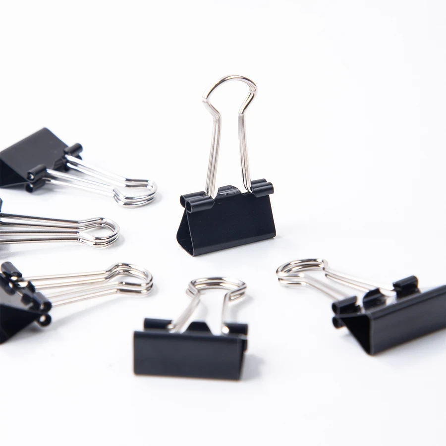 Deli 15mm Binder Clip (Black) E38566 - High-Quality Spring Steel with Electrophoresis Coating for Tight Paper Grip