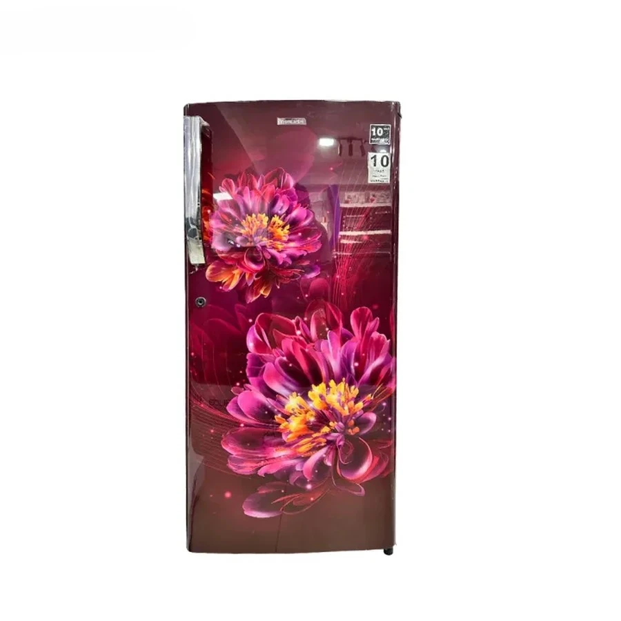 Yasuda YSGS220RTF 220 Litre Single Door Refrigerator | Ribbon Wine Floral | Toughened Glass | Frost Free Cooling