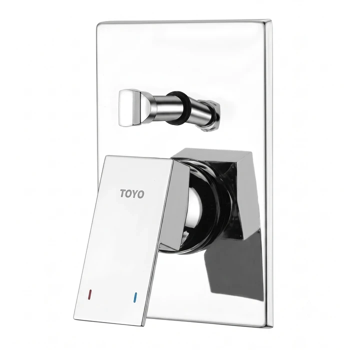 Toyo Aqua Series Concealed Shower Diverter Upper Part Set with Polished Chrome Finish, Smooth Selector Knob & Wall Flange Plate | Model No. AQ-51941
