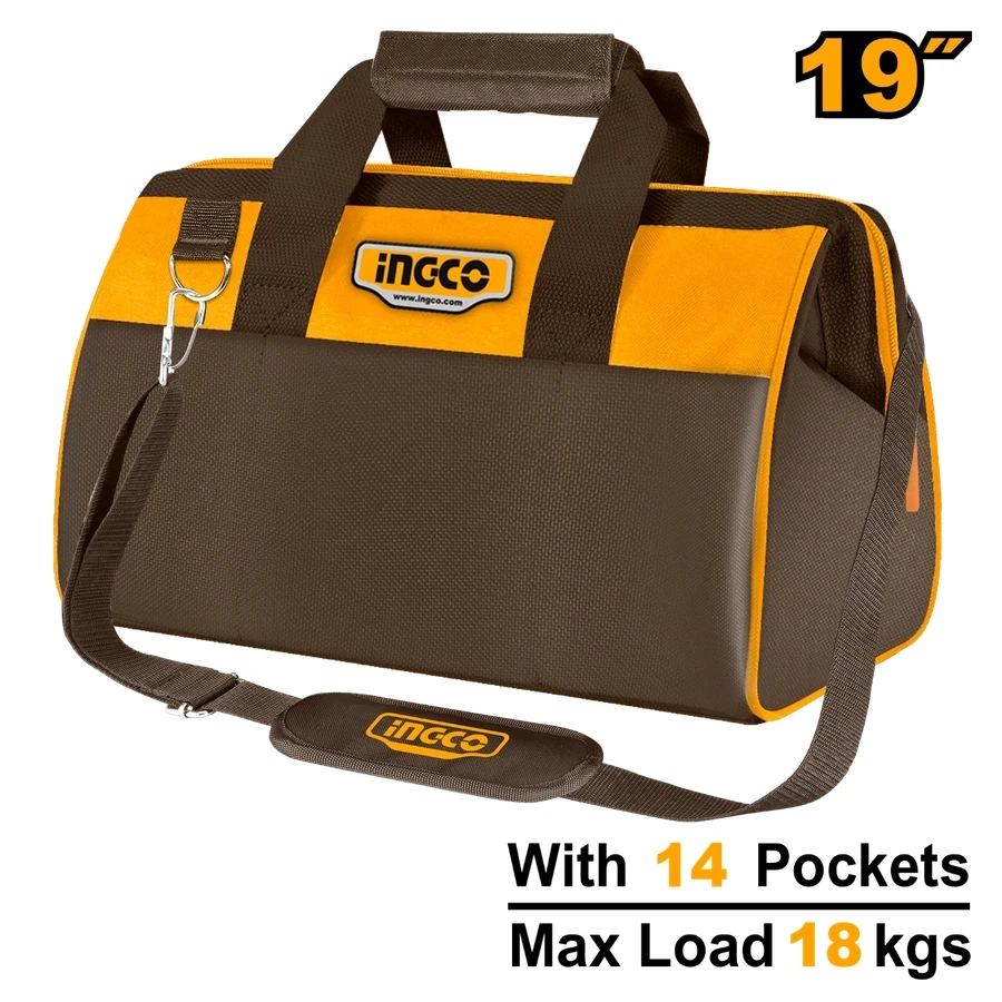 INGCO 19" Industrial Heavy-Duty Tool Bag | 1680D Polyester | HTBG281928