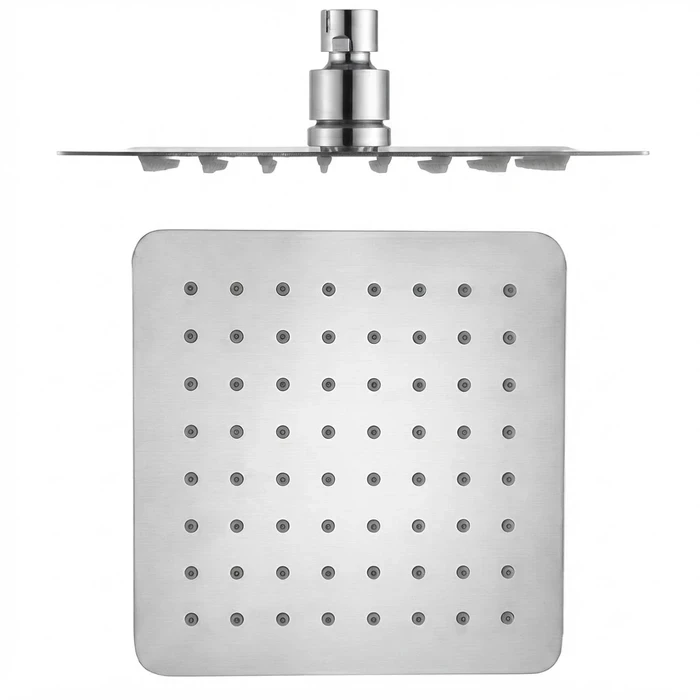 TOYO Collar SS 304 Square Ultra-Slim Overhead Rain Shower Head | Chrome-Polished Anti-Clogging Matrix with 360-Degree Brass Swivel Joint (4x4, 6x6 & 8x8 Inch) | Collar Series