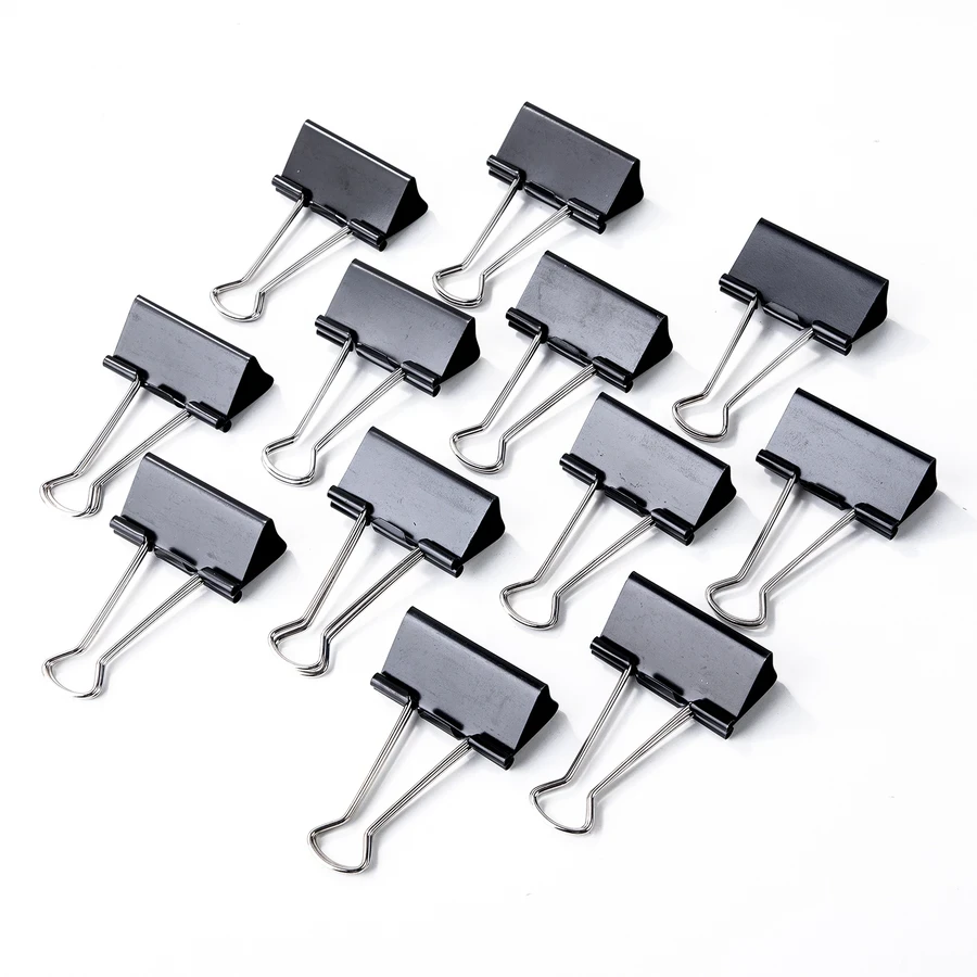 Deli 51mm Modern Binder Clip (12 Pieces) E38561 - Ultimate Capacity Spring Steel, Fully Coated for Heavy-Duty Filing