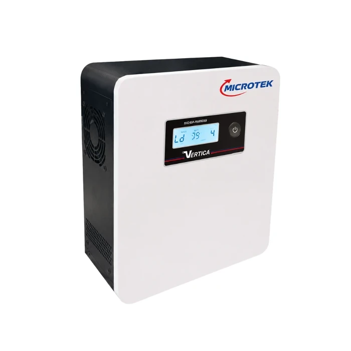 Microtek Vertiga 1125VA 880W 12V Pure Sine Wave Hybrid Solar Inverter | Space Saving Vertical Wall Mount Design with Smart MPPT Charge Controller | 1250/12V Vertiga