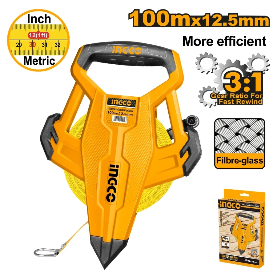 Professional Fiberglass Long Measuring Tape | HFMT83100 | 100m Industrial Series