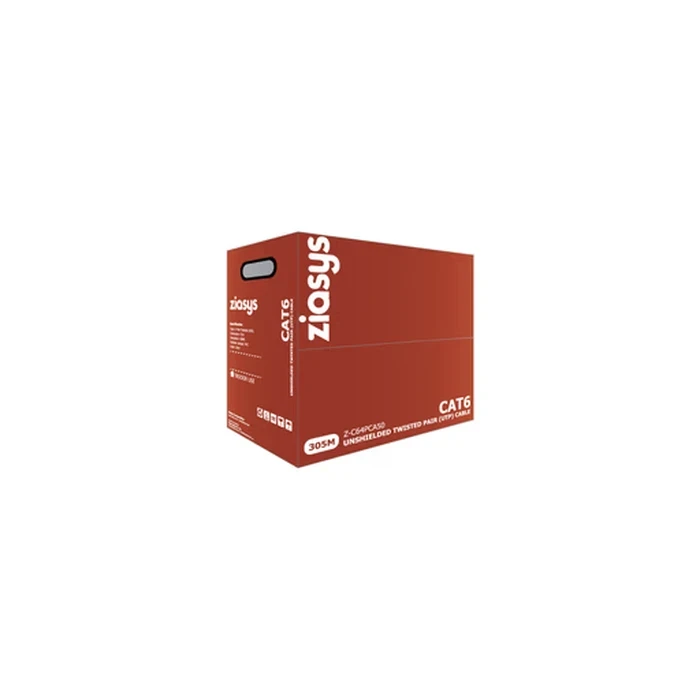 Ziasys Cat6 UTP CCA Bulk Ethernet Cable 24 AWG (305 Meters) in Grey PVC Jacket | Model Z-C64PCA50