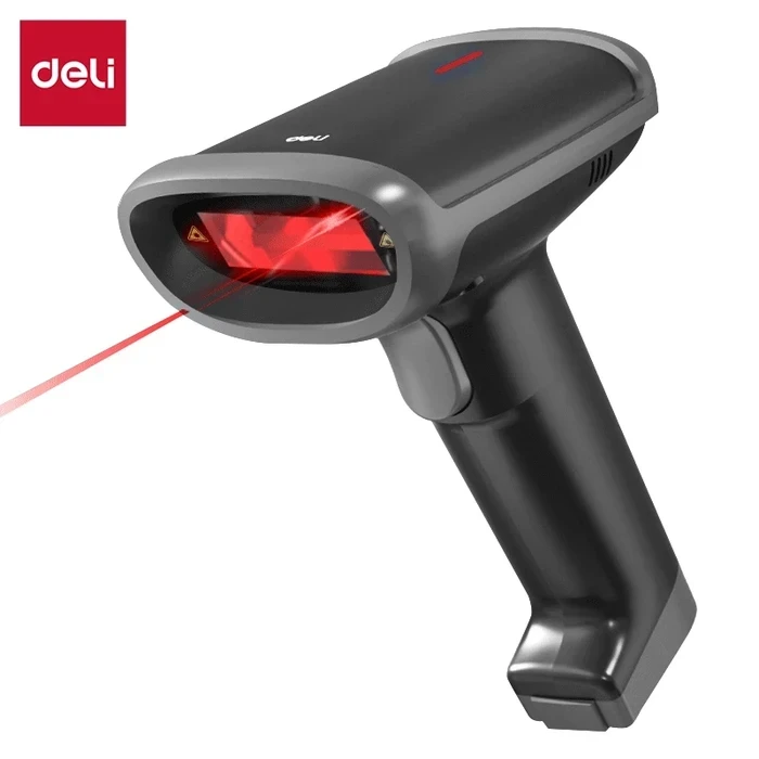 Deli ES228 Handheld 1D/2D Image Barcode Scanner | USB Wired Plug & Play Reader for Paper & Mobile Screens | Red-Light CMOS POS Scanning Gun