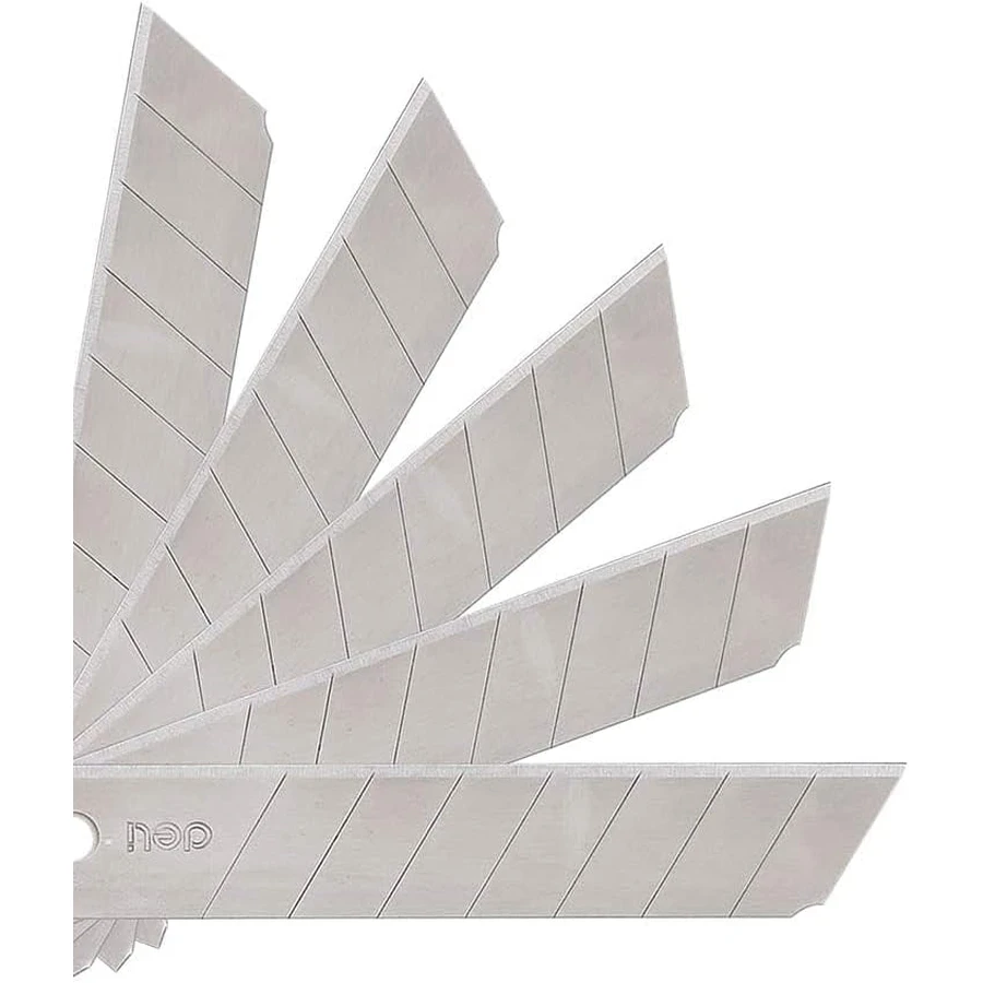 Deli Replacement Cutter Blades E2011 | 10 - Pack | Hard SK5 Alloy Steel, Easy Cutting, Safety PP Storage Box