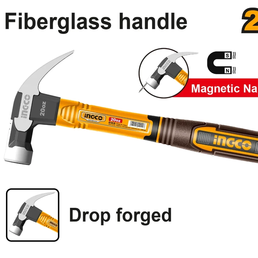 Heavy-Duty Claw Hammer | HCH81020 | 20oz (560g) | Magnetic Nail Starter