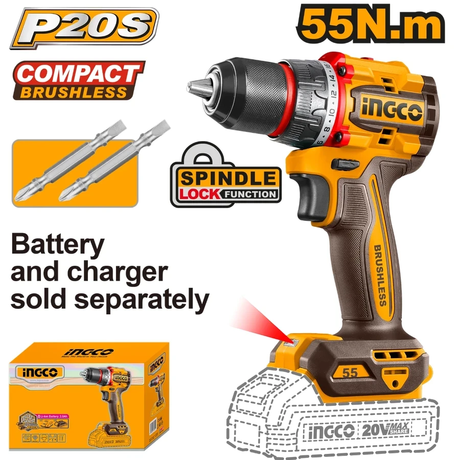 Compact Brushless Cordless Drill | CDLI205581 | 20V Max | 55Nm High-Torque (Unit Only)