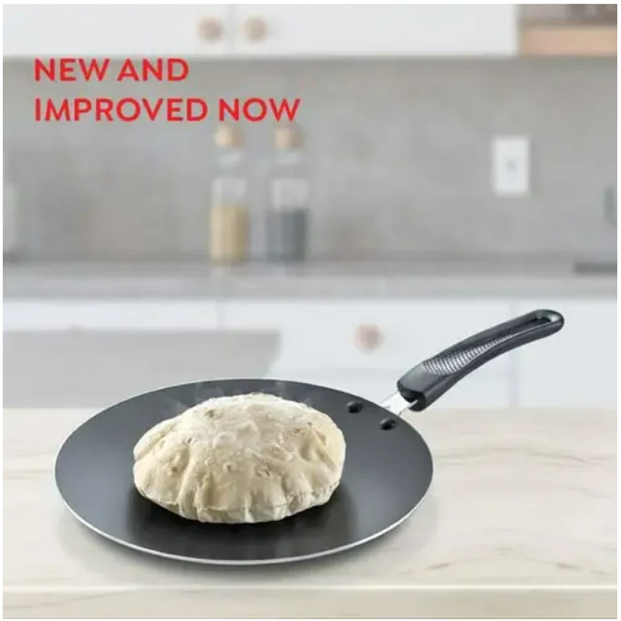 Prestige 30713 Omega Select Plus Concave Tawa 280mm | 3-Layer Metal Spoon Friendly Non-Stick | PFOA Free | Black