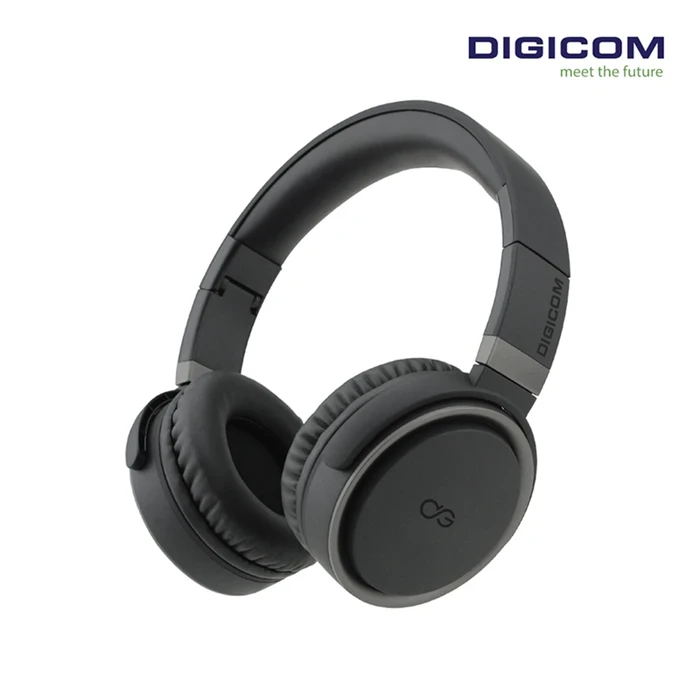 Digicom K20 Bluetooth Foldable Over-Ear Headphone | 40-Hour Playtime Logic | 50mm Drivers & Wireless/Wired Hybrid | Black