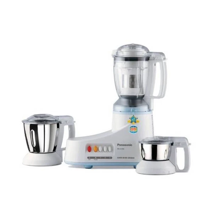 Panasonic 550W Super Mixer Grinder with 3 Stainless Steel Jars & 1 Juicer Blender Jar | Samurai Edge Blades 3-Speed Control | Double Safety Locking System Magic Seal Protection White | MX-AC350A