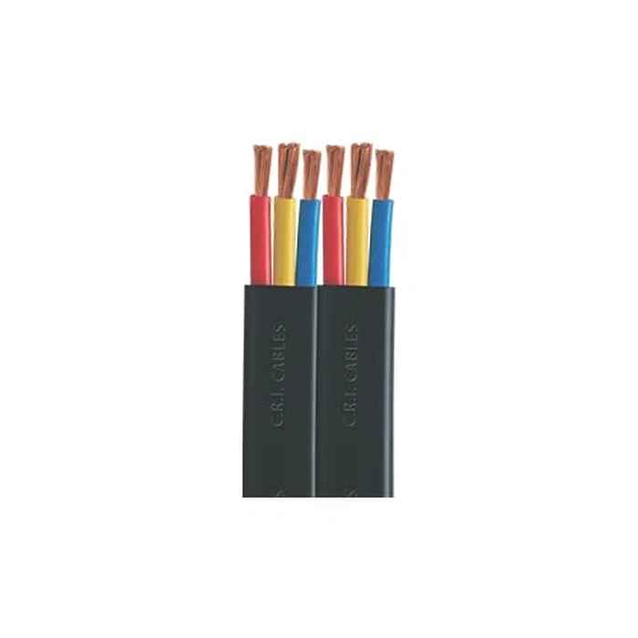 Varuna 3-Core Pure Copper Flat Submersible Cable | 1100V Heavy-Duty Virgin PVC Borewell & Openwell Pump Power Wire (1.5 sq. mm – 35 sq. mm)