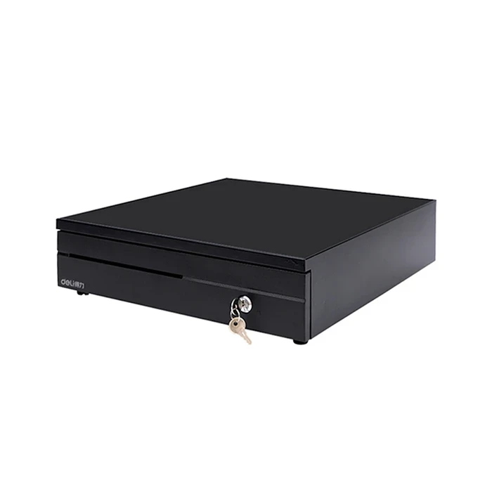 Deli DL-405 Heavy-Duty Steel Electric Cash Drawer | 12V/24V Dual-Voltage RJ11 POS Interface | 3-Position Security Lock Organizer
