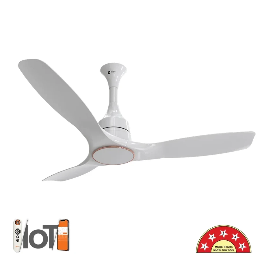 Orient Aerosense BLDC Ceiling Fan 40 Watts | 5-Star Rated | 1200 MM Sweep | 245 CCM Airflow | Remote Control | White