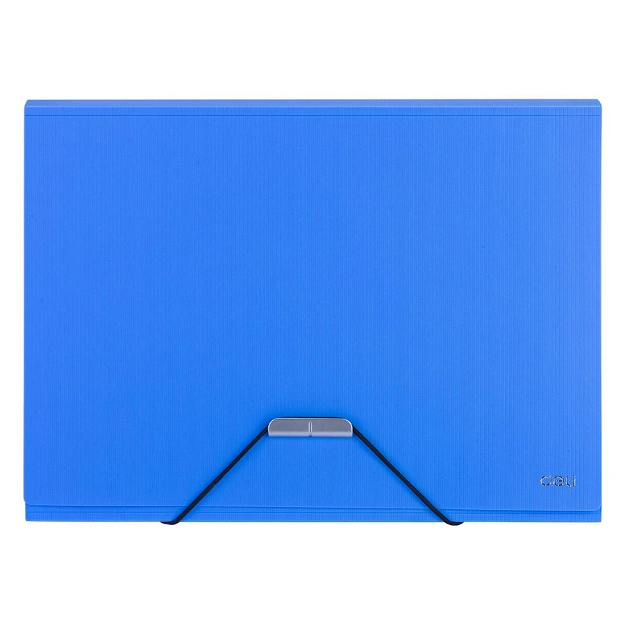 Deli Expanding File E5554 - A4 Size, 7 Pockets, 0.7mm Thick PP Material, Elastic Closure (Blue)