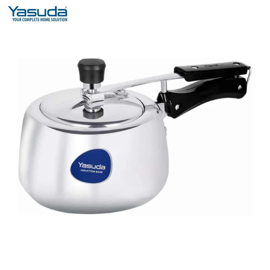 Yasuda Angular Aluminium Pressure Cookers | 3L & 5L Capacity | Pure Virgin Aluminum | Induction & Gas Compatible Matte Base | Shielded Safety Valve & Inside-Fitting Lid Logic