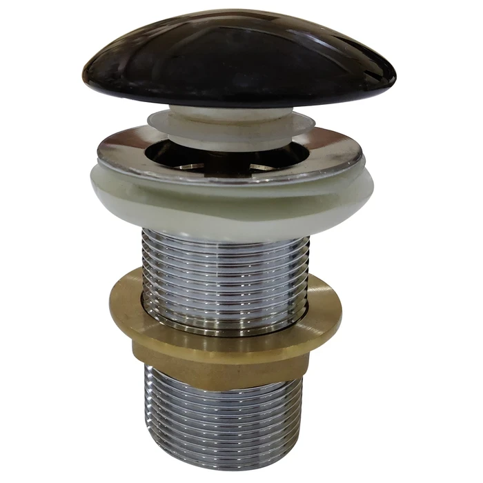 Toyo Full Brass Heavy Pop Up Waste Coupling (80 mm) | Black Ceramic Cap with Brass Insert | Heavy-Duty Leak-Proof Wash Basin Drain Fitting | TOYO-2303