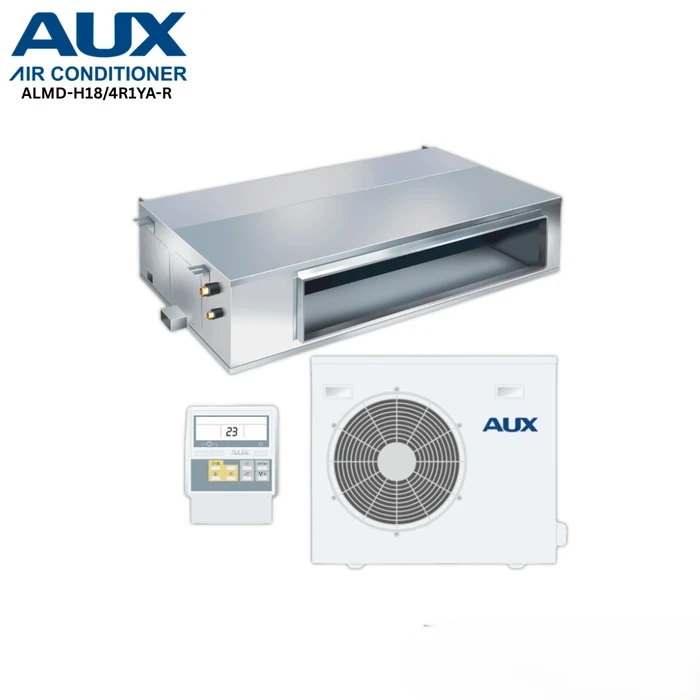 AUX 1.5 TR Fixed Speed Ceiling Concealed Ductable Air Conditioner | ALMD-H18/4R1YA-R Non-Inverter | Space-Saving Hidden HVAC Blower System with Remote Control