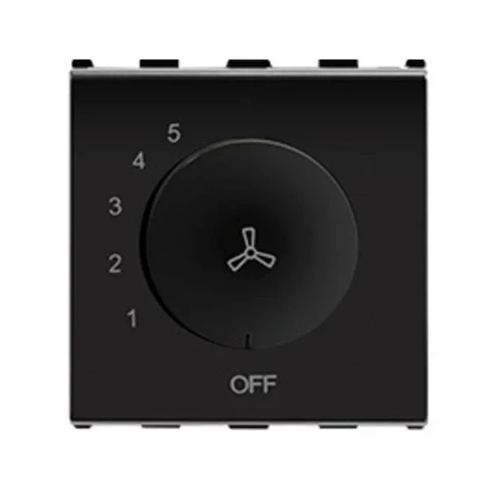 Panasonic Europa 100W 240V 2-Module Step Fan Regulator (ISI Marked) | Wide-Plate Hum-Free Capacitive Speed Controller in Premium Black | WIPM495214GB