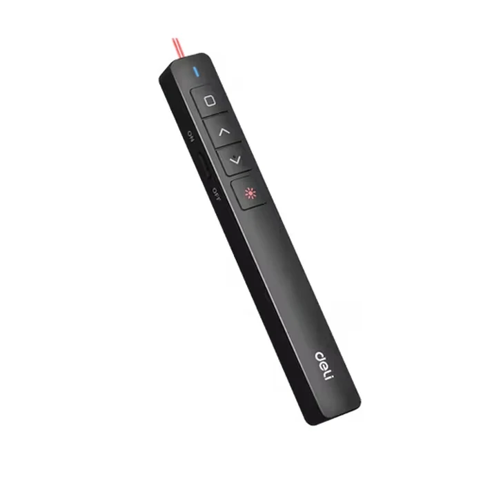Deli ES001 Wireless Presentation Remote Clicker | 100M Long-Range Red Laser Pointer | PPT Presentation Control with USB-A Receiver