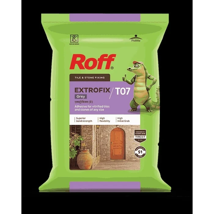 Dr. Fixit Roff Extrofix T07 Highly Polymer-Modified Grey Tile Adhesive Powder Bag for External & Internal Surfaces | 20 Kg